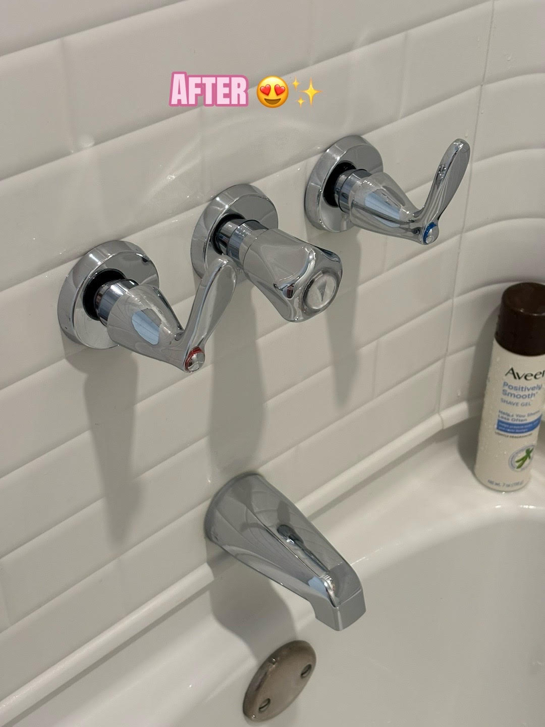 bathtub faucet and handles after cleaning