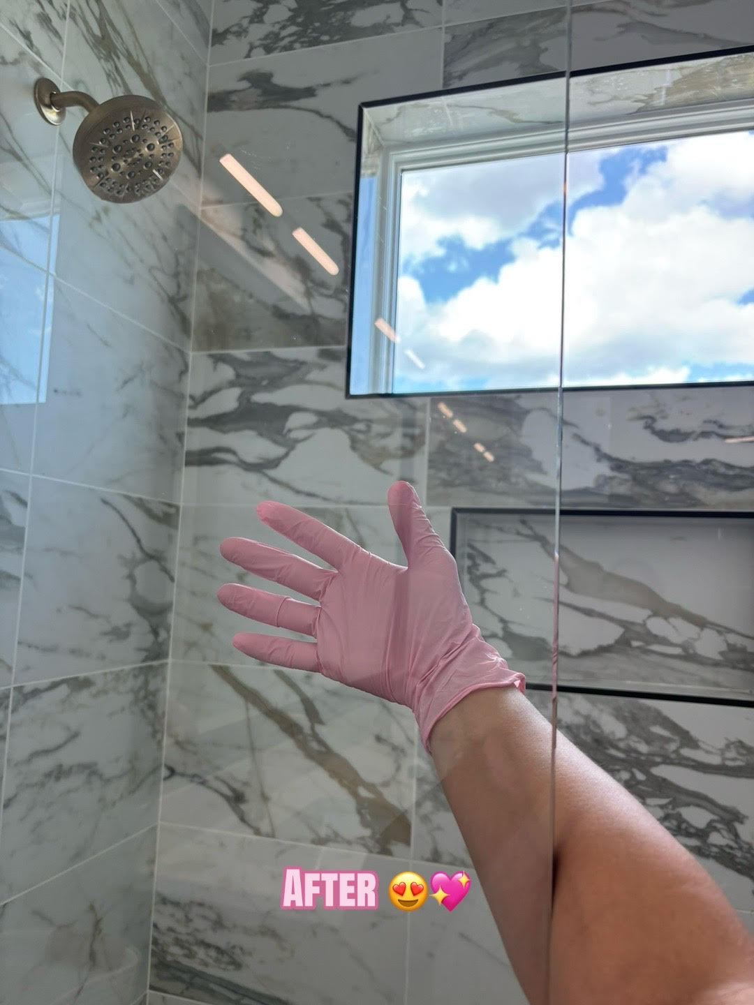 glass shower door after cleaning