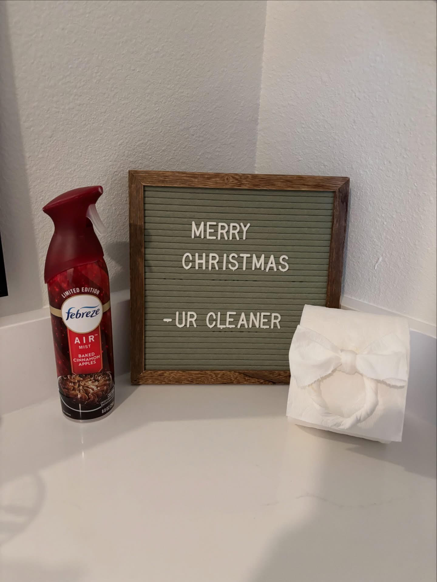 letter board reading Merry Christmas from your cleaner